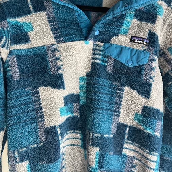 Patagonia Women 's Synchilla T Snap Pullover Fleece Multi Blue Size Small Rare - Picture 3 of 10
